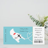 Ticket Boarding Pass Wedding Destination Zante Kaart (Staand voorkant)