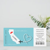 Ticket BoardingPass Wedding Destination California Kaart (Staand voorkant)