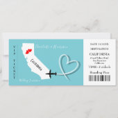 Ticket BoardingPass Wedding Destination California Kaart (Voorkant)