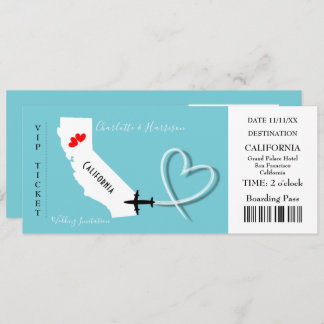 Ticket BoardingPass Wedding Destination California Kaart