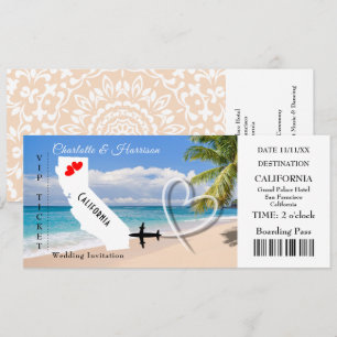 Ticket BoardingPass Wedding Destination California Kaart