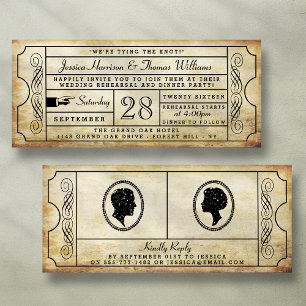 ticket bruiloft repetitie dineruitnodiging kaart