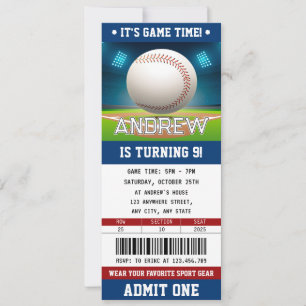 Ticket de baseball personnalisé Sport Invitation d