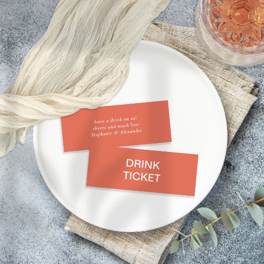Ticket de boisson de mariage pour jeunes mariés en