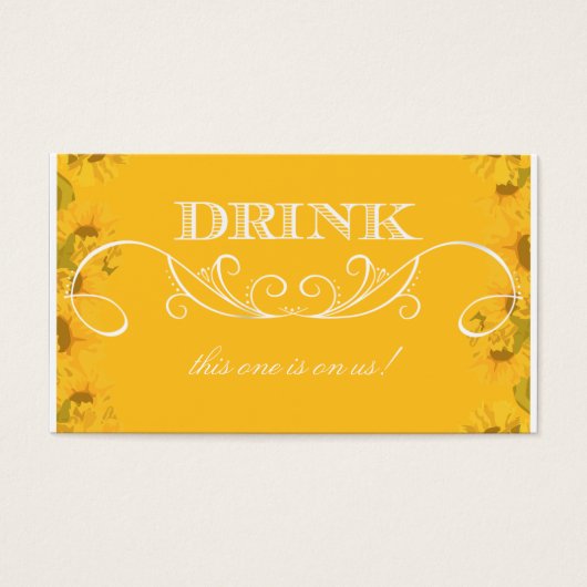 Ticket de boisson Mariage Sunflower Swirl (Devant)