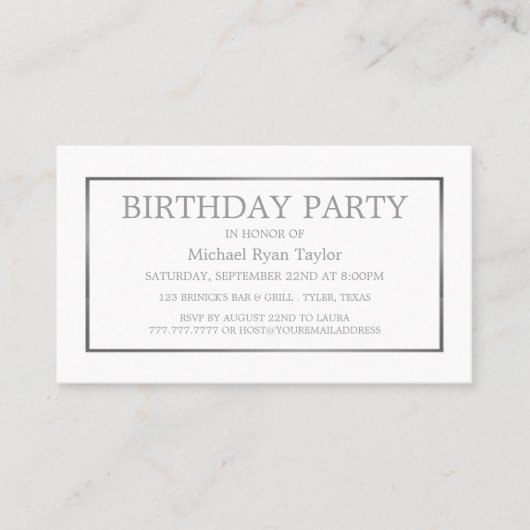 Ticket de fête d'anniversaire moderne et élégant,  (Devant)