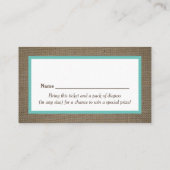 Ticket de tombola de couche Sand Dollar & Burlap (Dos)