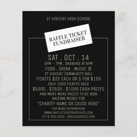 Ticket Design, Raffle Ticket Fundraiser Event Flyer (Voorkant)