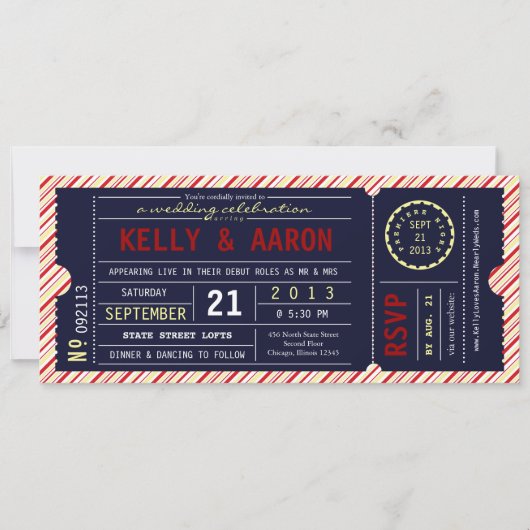Ticket Diagonaal Stripe Weddenschap Kaart (Voorkant)