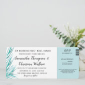 Ticket Green Palm Destination Wedding RSVP Kaart (Staand voorkant)