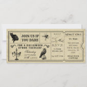 ticket Halloween Party Invitation Kaart (Voorkant)