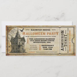 Ticket I van de  Haunted House Halloween Party Kaart