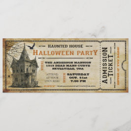 Ticket I van de  Haunted House Halloween Party Kaart