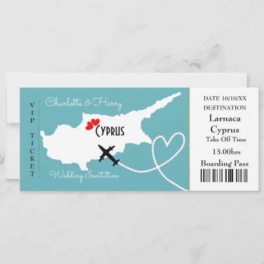 Ticket Instapass Trouwbestemming Cyprus Kaart (Voorkant)