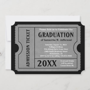 Ticket Invitation Black and Grey Afstuderen Kaart
