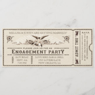 Ticket Invitation II van de  Engagement Party Kaart