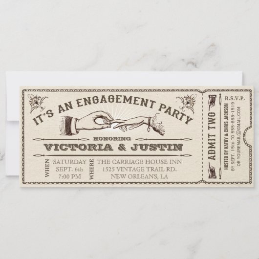 Ticket Invitation III van de  Engagement Party Kaart (Voorkant)
