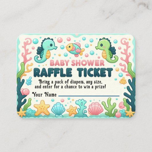 Ticket mignon Baby shower Sea Life (Devant)
