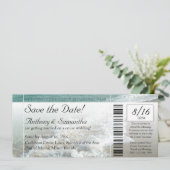 Ticket opslaan datum, strand bestemming bruiloft c save the date (Staand voorkant)