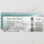Ticket opslaan datum, strand bestemming bruiloft c save the date (Voorkant / Achterkant)