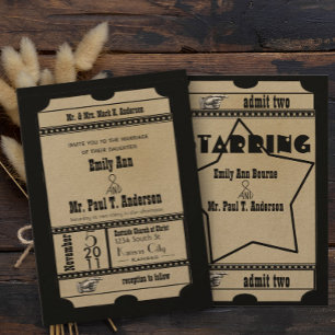 Ticket Oude Hollywood Huwelijksuitnodigingen Kaart