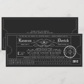 Ticket Punch Card Tea Length Invitation in Black Kaart (Voorkant / Achterkant)