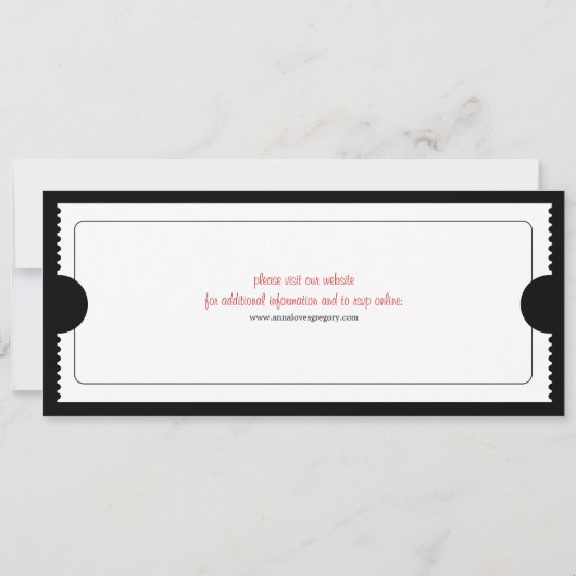 Ticket Punch-kaartuitnodiging in het zwart Kaart (Achterkant)