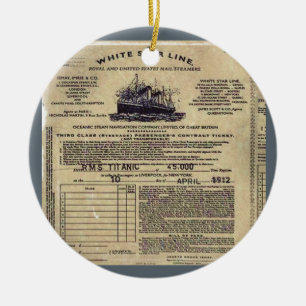Ticket RMS Titanic Keramisch Ornament