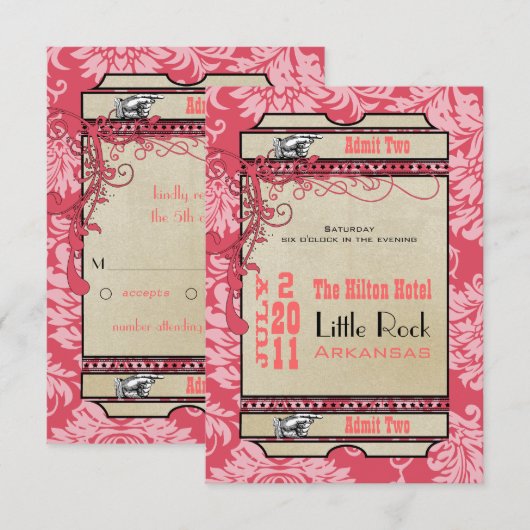 Ticket RSVP voor afspeelbiljetten (3,5 x 5) Kaart (Voorkant / Achterkant)