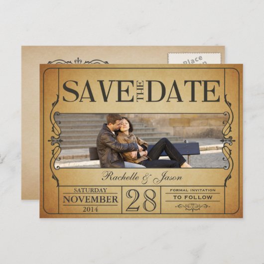 Ticket Sla de datum op Aankondigingskaart (Voorkant / Achterkant)