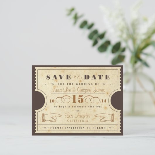Ticket sparen het Briefkaart van de Datum (Staand voorkant)