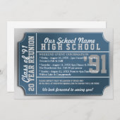 Ticket Style Blue/White Class Reunion Kaart (Voorkant / Achterkant)