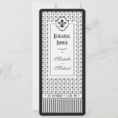Ticket Style Fleur de Lis Rehearsal Dinner Kaart (Voorkant)