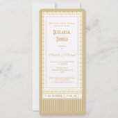 Ticket Style Gold Fleur de Lis Rehearsal Dinner Kaart (Achterkant)