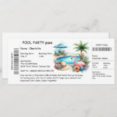 Ticket-Style Pool Party Invitation – Birthday Bash (Devant / Derrière)