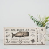Ticket-uitnodiging voor Nautical Whale Engagement  Kaart (Staand voorkant)
