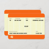 Ticket van trein geïnspireerd | Weddenschap RSVP (Voorkant / Achterkant)