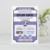 TICKET VIP FOOTBALL Purple Bat mitzvah Invitation (Debout devant)
