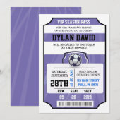 TICKET VIP FOOTBALL Purple Bat mitzvah Invitation (Devant / Derrière)