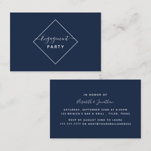 Ticket voor Blue & White Diamond Engagement Party (Voorkant / Achterkant)