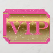 Ticket voor gebeurtenissen met roze en goudsparkle kaart (Voorkant / Achterkant)