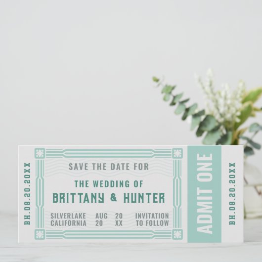  Ticket Zee Groen Sla de datum op Save The Date (Staand voorkant)