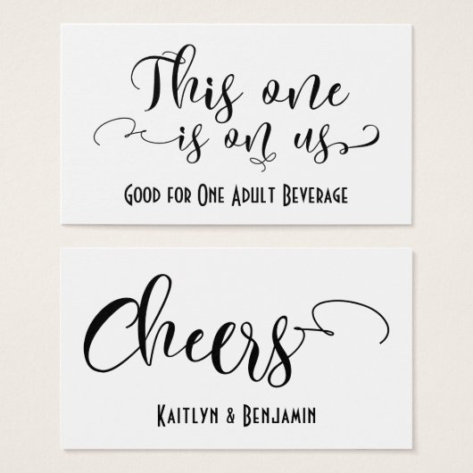 Tickets de boisson en typographie noire avec coule (Devant & derrière)