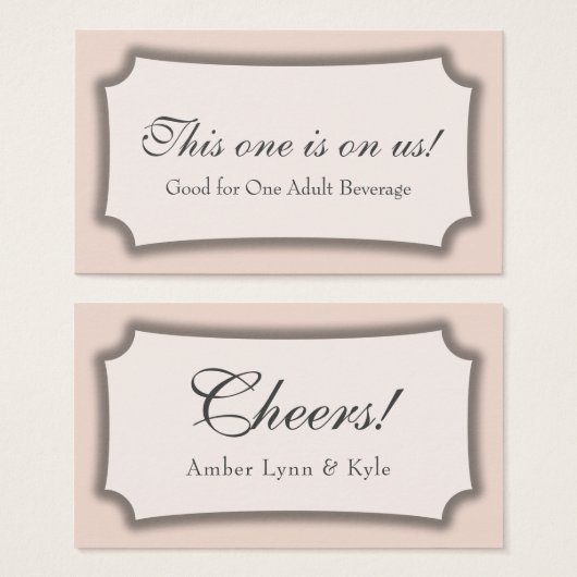 Tickets de boisson Rose Pâle & Blanc avec écriture (Devant & derrière)