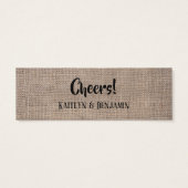 Tickets de Boisson Rustiques Toile de Jute & Texte (Dos)