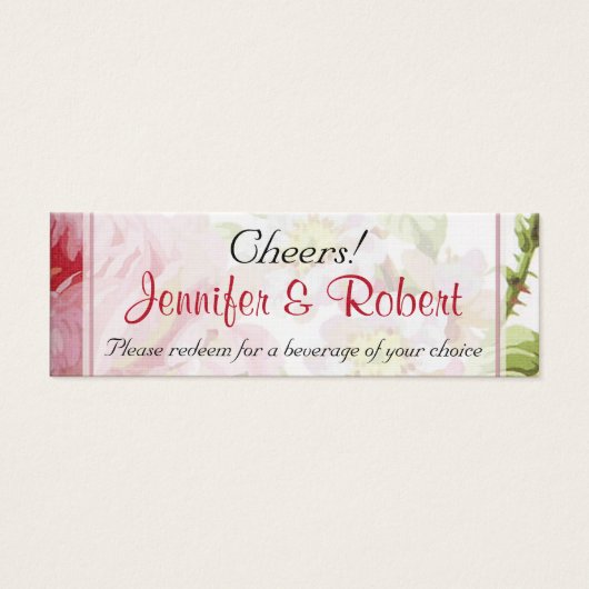Tickets de Mariage de rose rose vintage (Devant)