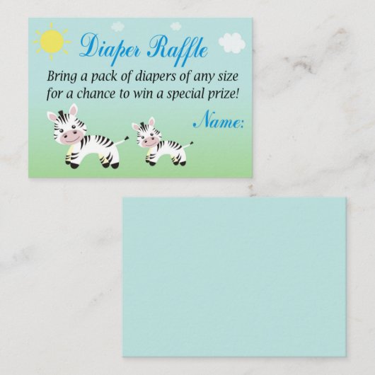 Tickets de raffle Zebra Diaper (Devant / Derrière)