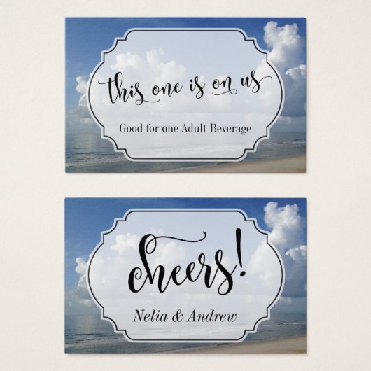 Tickets van de Drink van het Beach-Thleed Wedding Visitekaartje (Voorkant /achterkant)