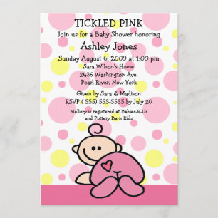 TICKLED PINK Baby Girl Shower Invitations Kaart