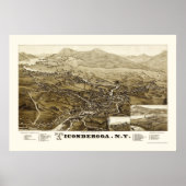 Ticonderoga, NY Panoramic Map - 1884 Poster (Voorkant)